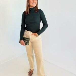 Women's Cream Straight Leg Corduroy Pants